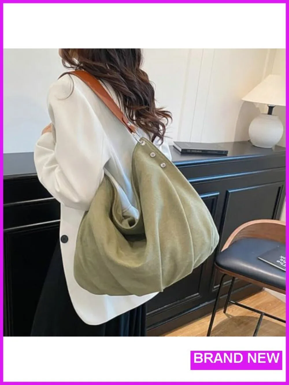 Large Canvas Hobo Bag Slouchy Crescent Crossbody Shoulder Purse Tote Work